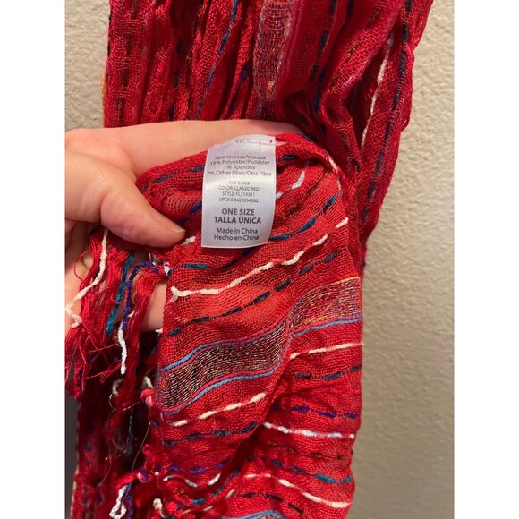 Faded Glory Red Bohemian Scarf Fringed Casual Scarf NWT Women's Size - Picture 4 of 5